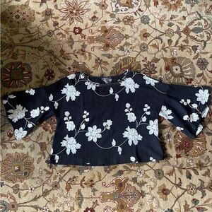 Floral Black and White Women's Top